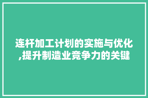 连杆加工计划的实施与优化,提升制造业竞争力的关键路径