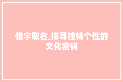 惟字取名,探寻独特个性的文化密码