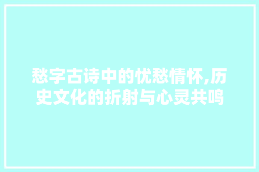 愁字古诗中的忧愁情怀,历史文化的折射与心灵共鸣