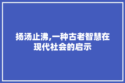 扬汤止沸,一种古老智慧在现代社会的启示