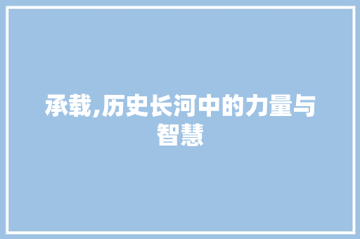 承载,历史长河中的力量与智慧