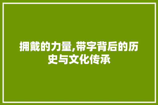 拥戴的力量,带字背后的历史与文化传承