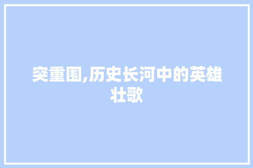 突重围,历史长河中的英雄壮歌 生活感悟