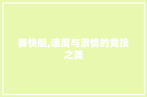 赛快艇,速度与激情的竞技之美
