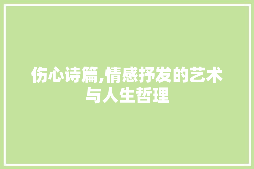 伤心诗篇,情感抒发的艺术与人生哲理