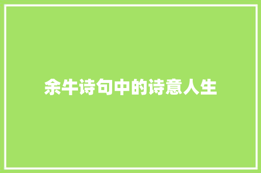 余牛诗句中的诗意人生