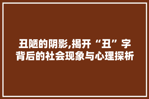丑陋的阴影,揭开“丑”字背后的社会现象与心理探析