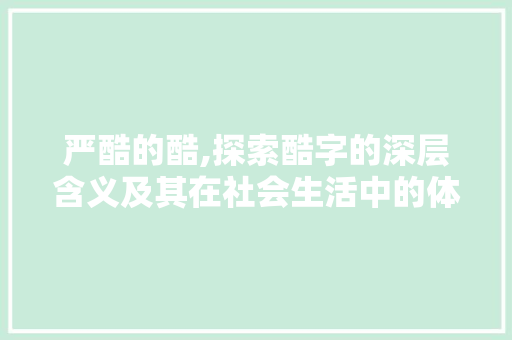 严酷的酷,探索酷字的深层含义及其在社会生活中的体现