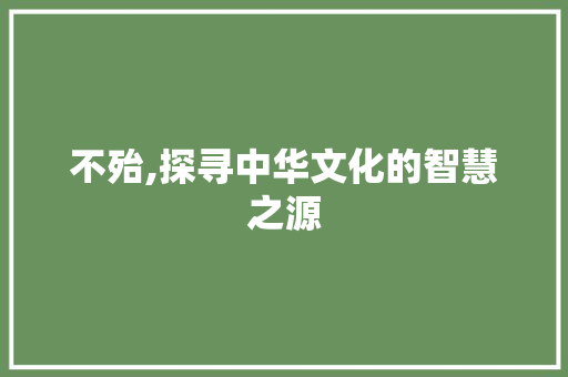 不殆,探寻中华文化的智慧之源