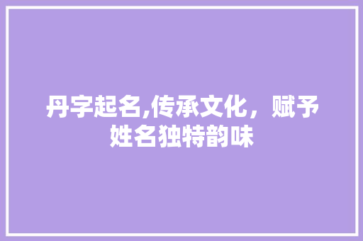 丹字起名,传承文化，赋予姓名独特韵味