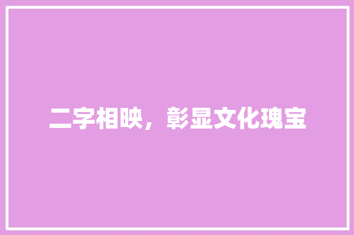 二字相映，彰显文化瑰宝