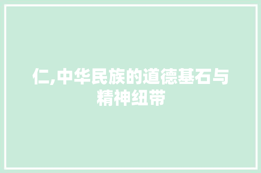 仁,中华民族的道德基石与精神纽带