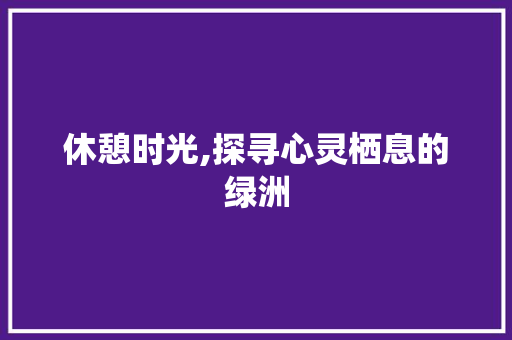 休憩时光,探寻心灵栖息的绿洲