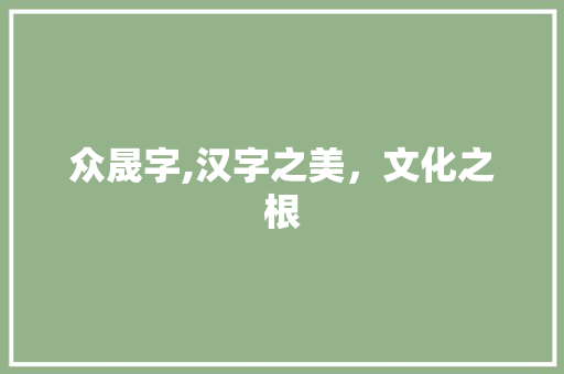 众晟字,汉字之美，文化之根