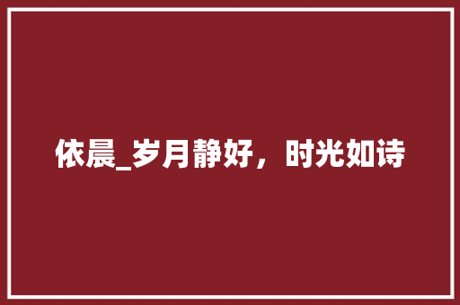依晨_岁月静好，时光如诗
