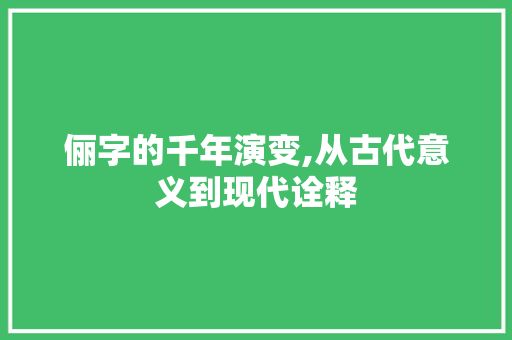 俪字的千年演变,从古代意义到现代诠释