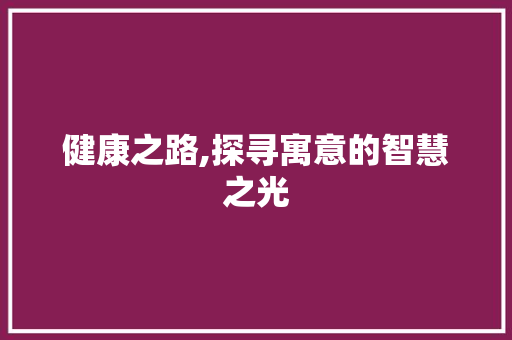 健康之路,探寻寓意的智慧之光