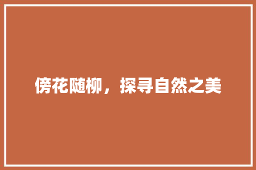傍花随柳，探寻自然之美