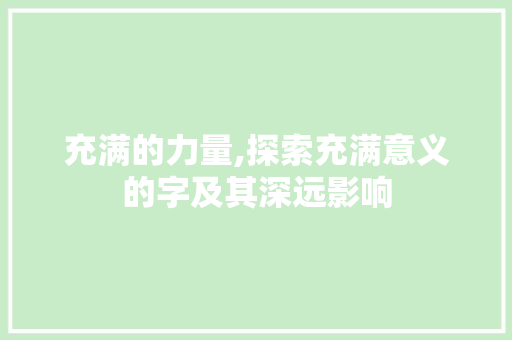 充满的力量,探索充满意义的字及其深远影响