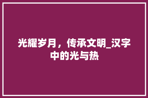 光耀岁月，传承文明_汉字中的光与热