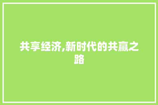 共享经济,新时代的共赢之路
