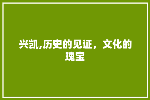 兴凯,历史的见证，文化的瑰宝