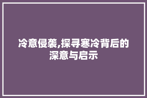 冷意侵袭,探寻寒冷背后的深意与启示