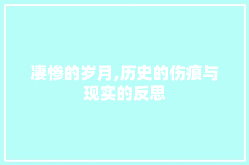凄惨的岁月,历史的伤痕与现实的反思