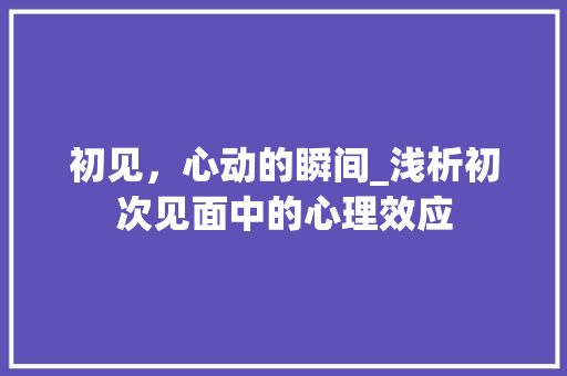 初见，心动的瞬间_浅析初次见面中的心理效应 工作报告