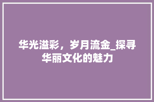 华光溢彩，岁月流金_探寻华丽文化的魅力