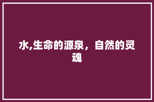 水,生命的源泉，自然的灵魂
