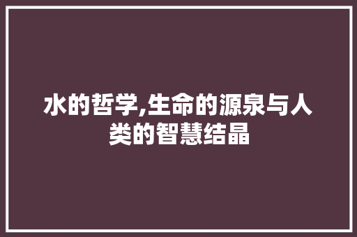 水的哲学,生命的源泉与人类的智慧结晶 生活感悟