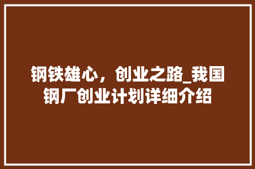 钢铁雄心，创业之路_我国钢厂创业计划详细介绍 采访稿