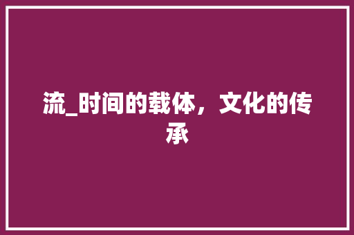 流_时间的载体，文化的传承