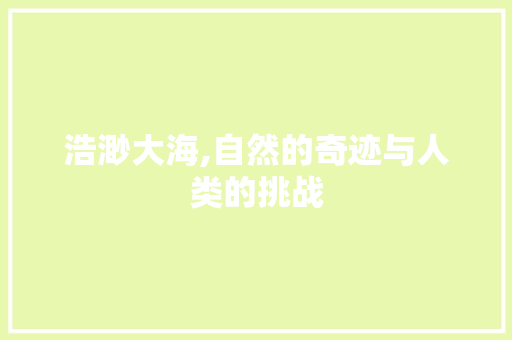 浩渺大海,自然的奇迹与人类的挑战