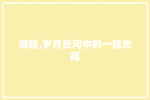 海晗,岁月长河中的一抹光辉 生活随笔