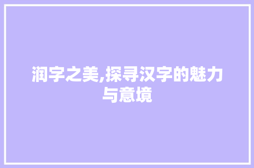 润字之美,探寻汉字的魅力与意境