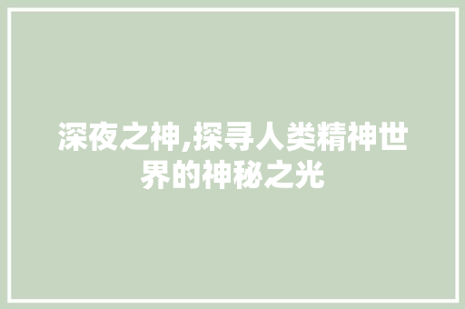 深夜之神,探寻人类精神世界的神秘之光
