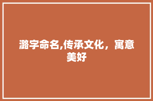 潞字命名,传承文化，寓意美好