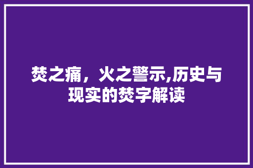 焚之痛，火之警示,历史与现实的焚字解读 生活感悟