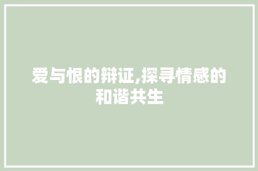 爱与恨的辩证,探寻情感的和谐共生