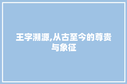 王字溯源,从古至今的尊贵与象征