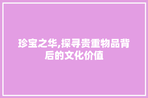 珍宝之华,探寻贵重物品背后的文化价值