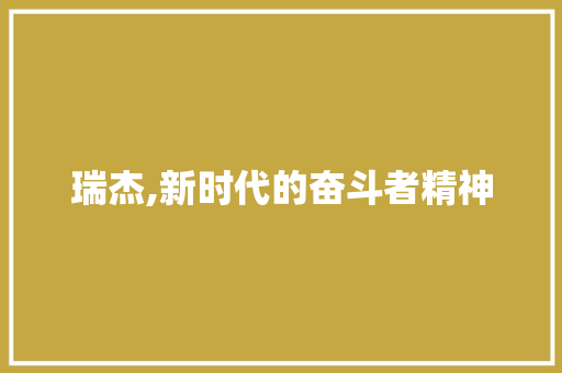 瑞杰,新时代的奋斗者精神