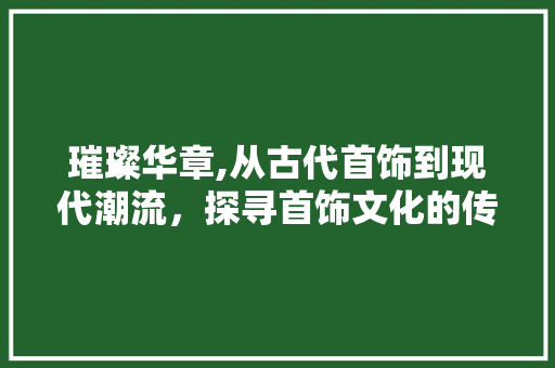 璀璨华章,从古代首饰到现代潮流，探寻首饰文化的传承与创新