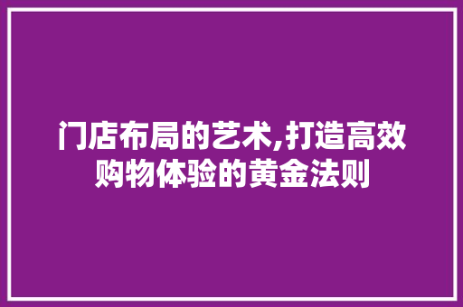 门店布局的艺术,打造高效购物体验的黄金法则