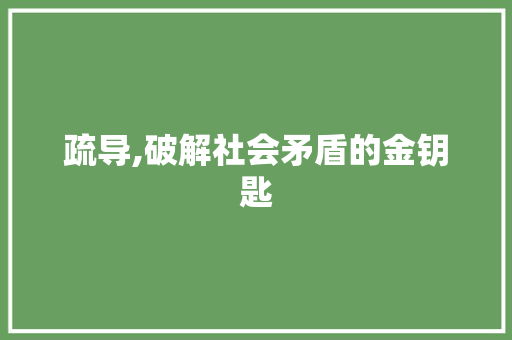 疏导,破解社会矛盾的金钥匙