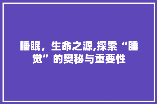 睡眠，生命之源,探索“睡觉”的奥秘与重要性