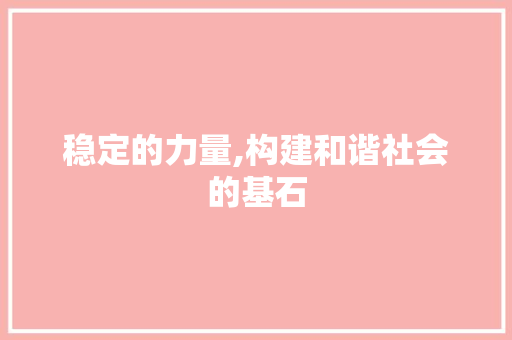 稳定的力量,构建和谐社会的基石 生活随笔