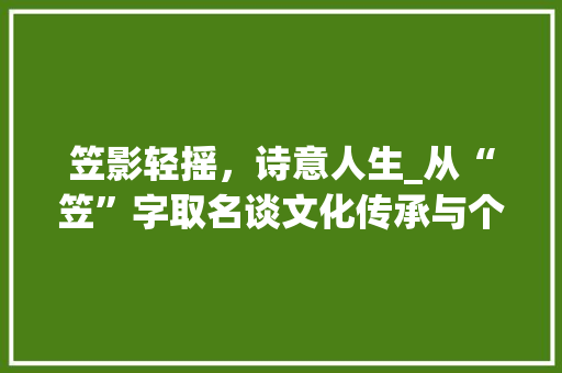 笠影轻摇，诗意人生_从“笠”字取名谈文化传承与个性彰显